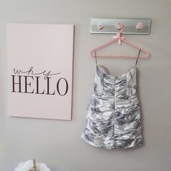 NWT Zara silver metallic floral jacquard mini holiday dress - Picture 8 of 10